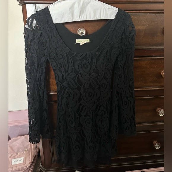 Urban Outfitters Staring at Stars Black Lace Long-Sleeve Skater Dress - Picture 6 of 7